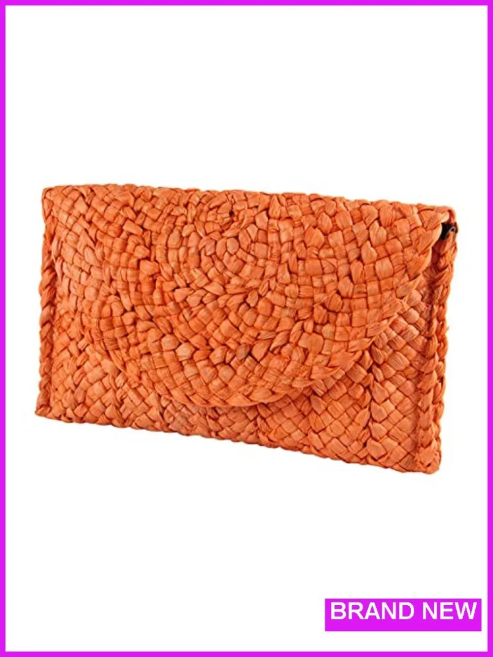 Natural Straw Woven Envelope Clutch Handbag for Summer Beach